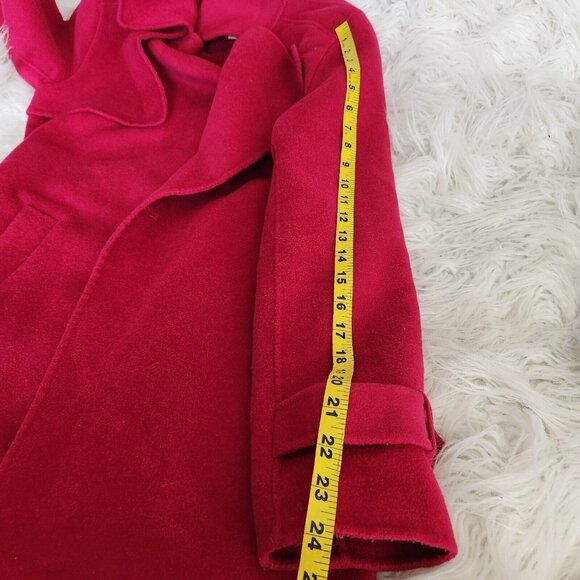 MICHAEL KORS WOOL BLEND WRAP TRENCH COAT‎ SZ 4 HOT PINK BELTED - Picture 11 of 12